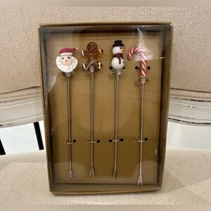 Festive Holiday Christmas Charcuterie Picks Glass NWT